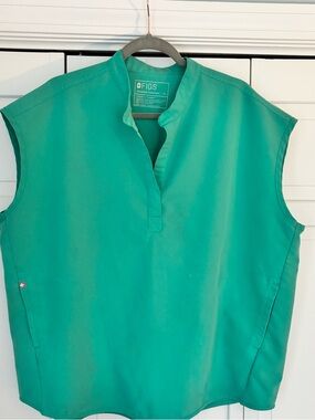 FIGS Teal Split-Neck Tank Scrub Top